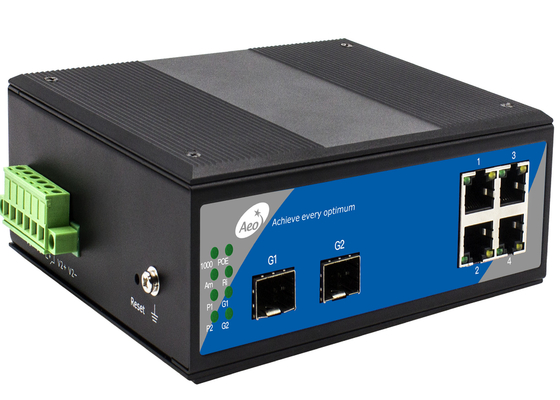 Beheerde de Vezelschakelaar 2 Gigabit SFP van Ring Loop SFP last + 4 Gigabit Ethernet-Havens in