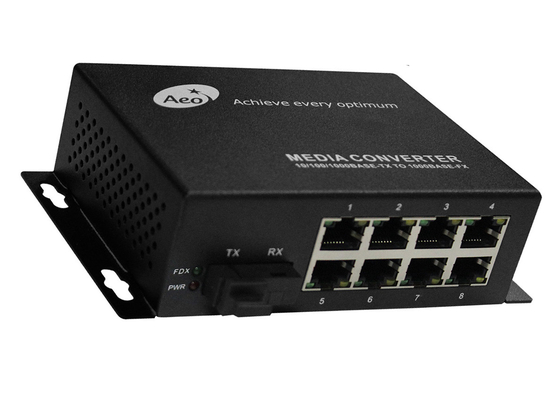 Wandgemonteerde 10/100Base-TX SC Gigabit Ethernet Fiber Switch Hub 8 Poorten