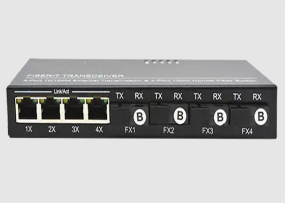 Auto de Vezelschakelaar van MDI Ethernet met 4 10/100TX Ethernet + 4 100FX-Vezelhavens