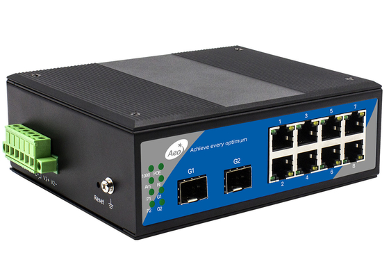 10-haven de Volledige Industriële Unmanaged Schakelaar van Gigabit met 8 2 SFP-Havens van RJ45 en