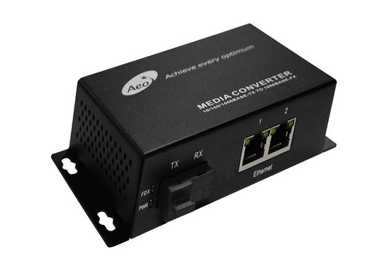 Twee Ethernet-Haven Commerciële Media Convertor, Vezel Optische Media Convertor Enige Wijze
