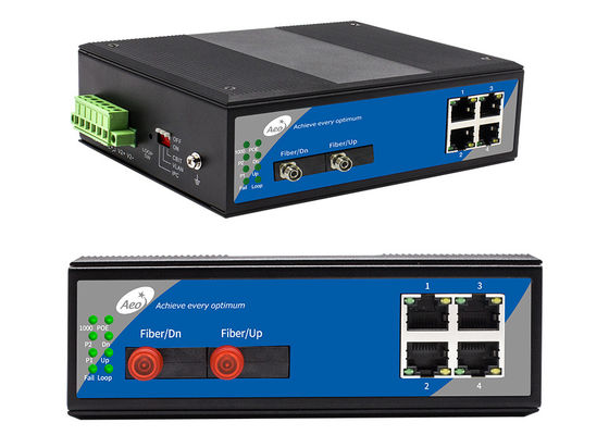 Industriële Vezel Optische POE Schakelaar 4 Haven Volledige Gigabit
