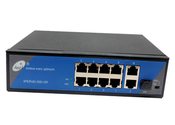 IP40 Ethernet Fiber Switch Industrieel 1 Gigabit SFP en 2 Gigabit Uplink-poorten en 8 10/100M POE-poorten