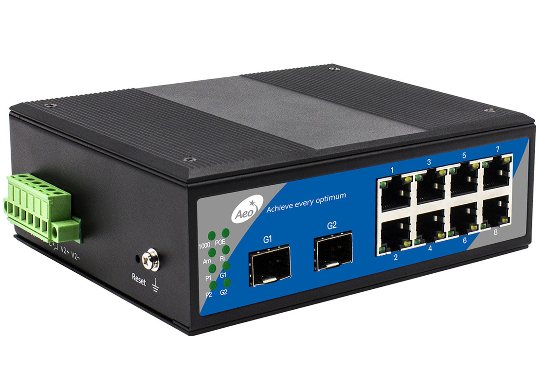 10-haven de Volledige Industriële Unmanaged Schakelaar van Gigabit met 8 2 SFP-Havens van RJ45 en