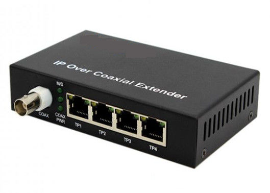 10/100 Mbps POE over coax EOC converter 2 km met 1 BNC en 4 POE Ethernet-poorten