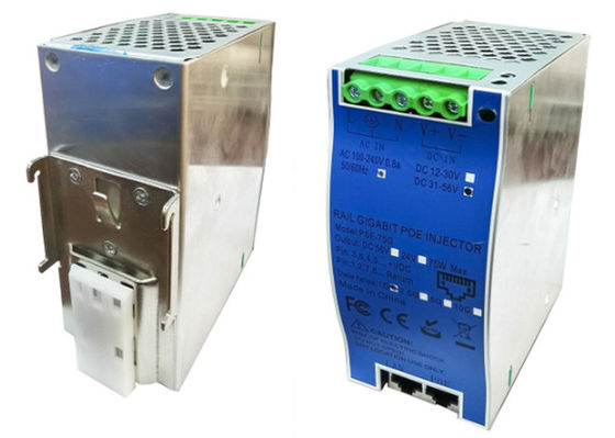 DIN-Rail Industrial 10G 90W 802.3bt PoE++ injector met AC+DC-dual power input
