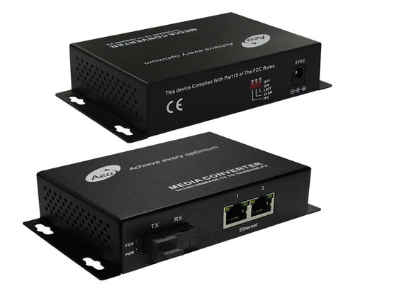 Twee Ethernet-Haven Commerciële Media Convertor, Vezel Optische Media Convertor Enige Wijze
